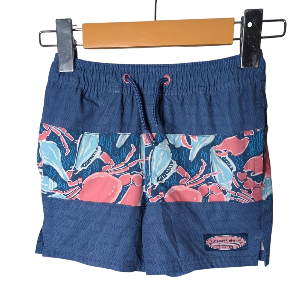 Vineyard Vines Blue Pink Seashell Crabs Swim‎ Shorts Size 3T